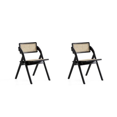 Set of 2 Lambinet Cane Folding Dining Chairs - Manhattan Comfort