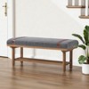 Bekrvio 44-Inch Teddy Fleece Upholstered Bench – Solid Wood Frame,Mid Century Modern Bench with PU Straps for Living Room, Bedroom - 3 of 4