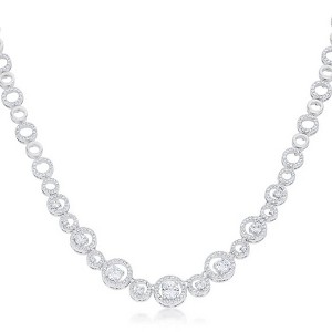ShineHigh Graduated Round-Cut Cubic Zirconia Necklace with Rhodium Plating – 18-Inch Elegant Classic Statement Jewelry - 1 of 1
