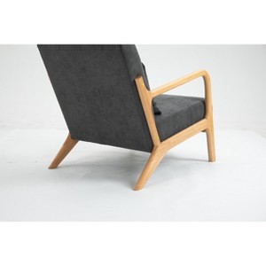 Gulches Mid Century Modern Accent Chair (Gray), Cotton Linen with Wood Frame & Waist Cushion for Living Room Bedroom Sunroom - 1 of 4