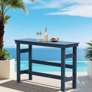 Hyleory 60" Long Counter Height Outdoor Dining Table, Patio Rectangle HDPE Bar Table for Bar Stools - 1 of 4