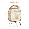 Grid Style Wicker Weaving Patio Egg Chair With Natural Color Rattan And Cushion,Basket Shape Egg Chair With Metal Legs -Maison Boucle - 3 of 4