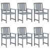 vidaXL Solid Acacia Wood Patio Chairs with Cushions - Set of 6 - Outdoor Furniture - Weather-Resistant, Durable & Easy-to-Clean - Gray and Anthracite - 3 of 4