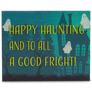 Elanze Designs Happy Haunting Ghosts Spooky House 3 x 4 Wood Tabletop Block Sign - 1 of 1