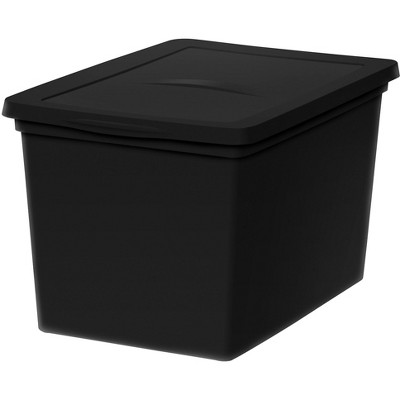 Iris 68 Qt. Snap Lid Storage Box Black (200418)