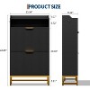Fluted Shoe Cabinet with 2 Flip Drawers & Open Shelf, 44" Modern Entryway Storage Organizer, Wood Shoe Rack with Gold Handles for Hallway & Foyer - 2 of 4