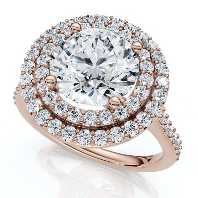 Pompeii3 Certified 2 1/2Ct Double Halo Diamond Engagement Ring 14k Gold or Pt Lab Created