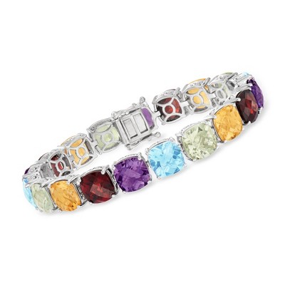 Ross-Simons 50.00 ct. t.w. Multi-Gemstone Tennis Bracelet in Sterling Silver