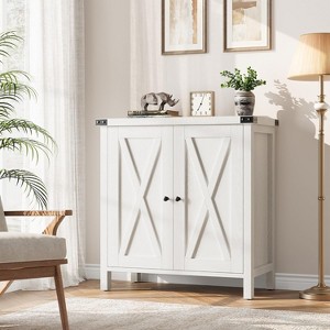 Jojoka Farmhouse Sideboard Buffet Cabinet, Small Storage Cabinet w/ 2 Doors and Adjustable Shelves, Accent Entryway Console Cupboard for Living Room - 1 of 4