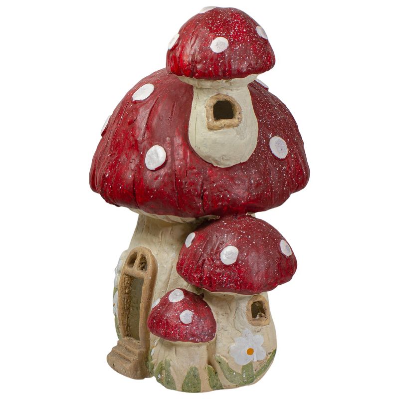 Northlight 18" Red and Beige Mushroom House Outdoor Garden Statue, 5 of 6