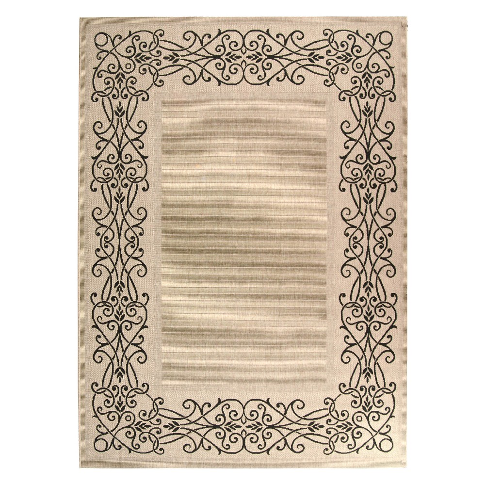 4'X5'7in Rectangle Bari Patio Rug Sand/Black - Safavieh