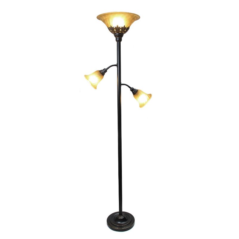 3-Light Floor Lamp with Scalloped Glass Shade - Elegant Designs, 3 of 5