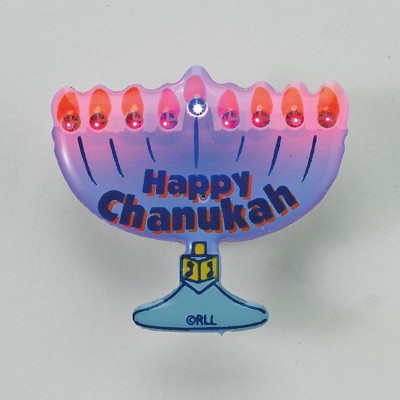 Rite Lite 1.25" Flashing LED Menorah Shaped Hanukkah Pin - Blue/Orange