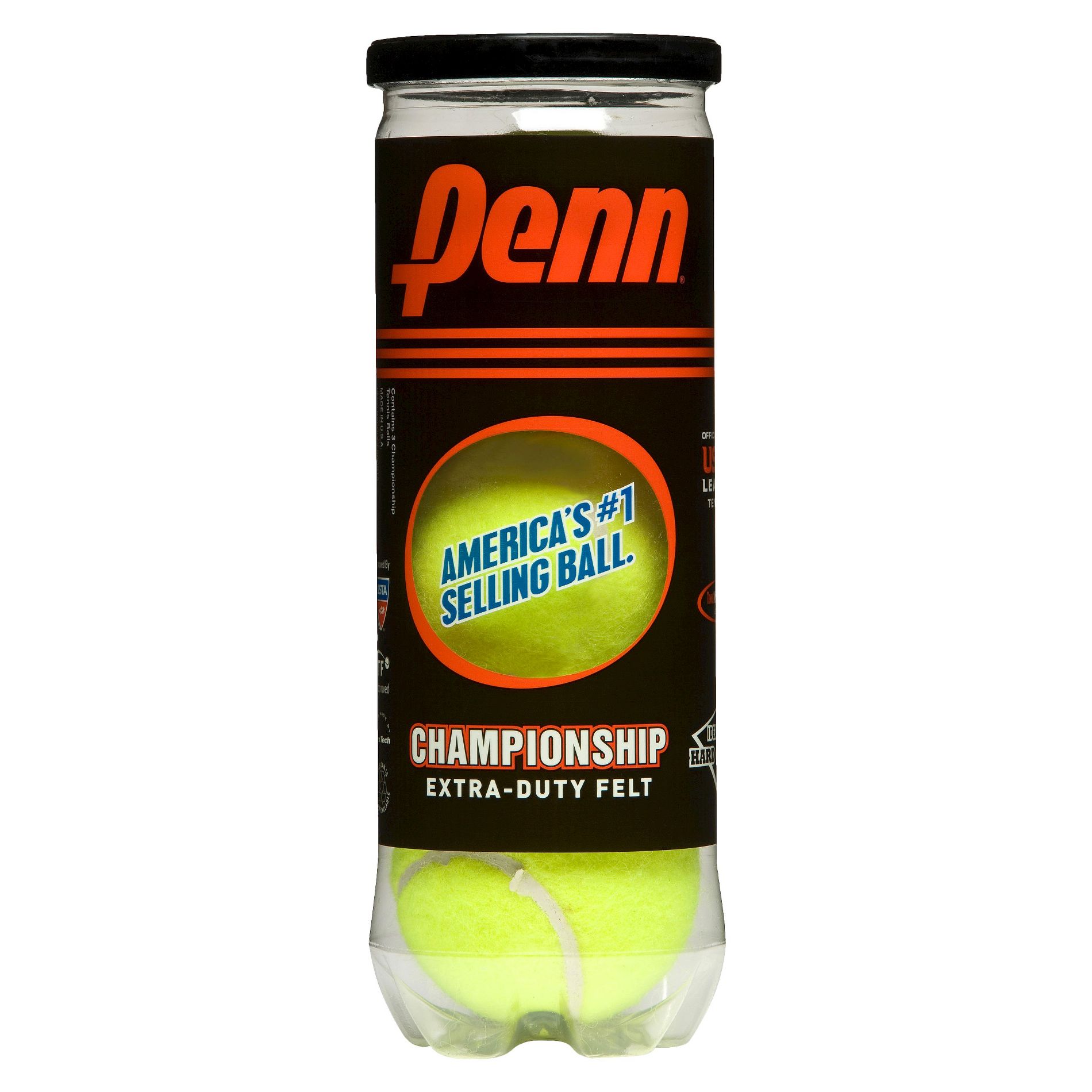 Penn Championship Extra Duty Tennis Balls - 3pk: Rubber Core, Plastic Shell