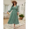 Plus Size Women's V Neck Long Sleeve Maxi Dress Floor Length Elegant Casual - 2 of 4