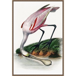 23"x33" Spoonbill Crane by Incado Framed Canvas Wall Art Print Bronze - Amanti Art: Hand-Stretched, Modern Decor - 1 of 4