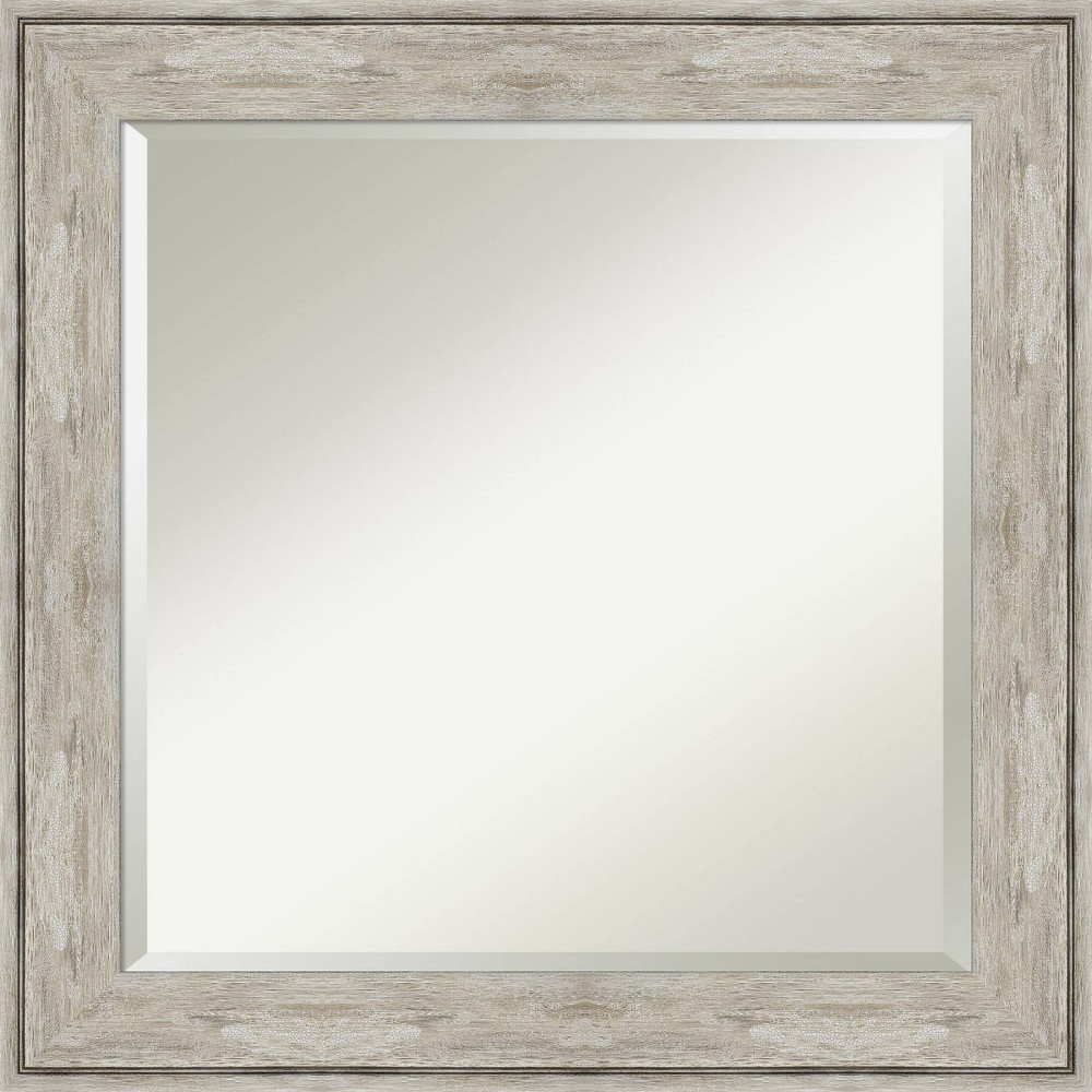 Photos - Wall Mirror ART 25" x 25" Crackled Metallic Framed  Silver - Amanti : Modern Square Beveled, No Assembly Required 