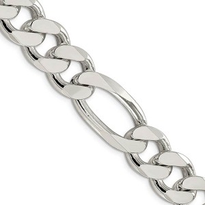 Black Bow Jewelry Men's 15mm, Sterling Silver, Solid Figaro Chain Necklace - 1 of 4