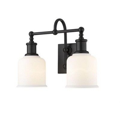Bryant Matte Black and Opal Glass 2-Light Vanity Sconce