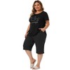 Women's Plus Size Sleeve Cute Pattern Print with Polka Dots Pattern Shorts Pajama Sets - Agnes Orinda - 3 of 4