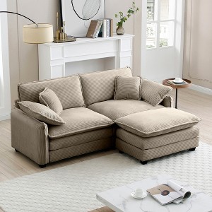 81" Corduroy Modular L-Shaped Sectional Sofa with Double-Layer Cushions and Ottomans for Small Living Room - 1 of 4