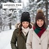 London Fog Women’s 2-Pack Cable Knit Beanie Set – Classic Pom & Solid Cuffed Winter Hats - 2 of 4