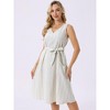 INSPIRE CHIC Women's Sleeveless Linen V Neck Tie Waist A Line Summer Dress with Pockets - 2 of 4