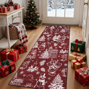 Christmas Area Rugs for Living Room Bedroom Christmas Themed Festival Winter Decorations Rugs Soft Foldable Accent Rug - 1 of 4