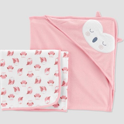 Image of Carter's Just One You® Baby Girls' Owl Bath Towel - Pink