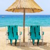 Sevobal Outdoor Portable Chairs 2PCS Reclining Beach Chair Set with Cup Holder and Headrest for Lawn Patio Deck Garden, Blue, 23"*21.7"*31.5" - 2 of 4