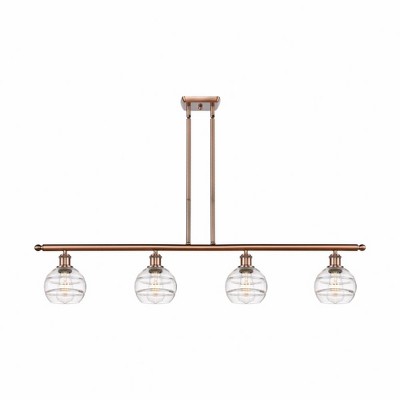 Rochester - 4 Light Stem Hung Island In Industrial Style-8.38 Inches Tall and 48 Inches Wide