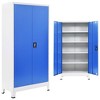 vidaXL Metal Office Cabinet with Adjustable Shelves, Classic File Storage Cabinet, Gray and Blue - Floor Friendly, Easy Assembly, 35.4"x15.7"x70.9" - 2 of 4