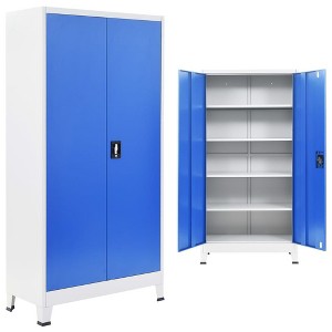 vidaXL Filing Cabinet Office Storage Cabinet for Bedroom Metal Gray and Blue - 35.4" x 15.7" x 70.9" - 1 of 4