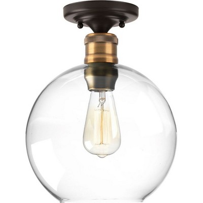 Polished Nickel Clear Glass Globe Flush Mount Light