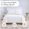 White King Quilt Set, 2 Pillow Shams, Lightweight Coverlet, Stain Pet Hair Resistant, Bright White - 3 of 4