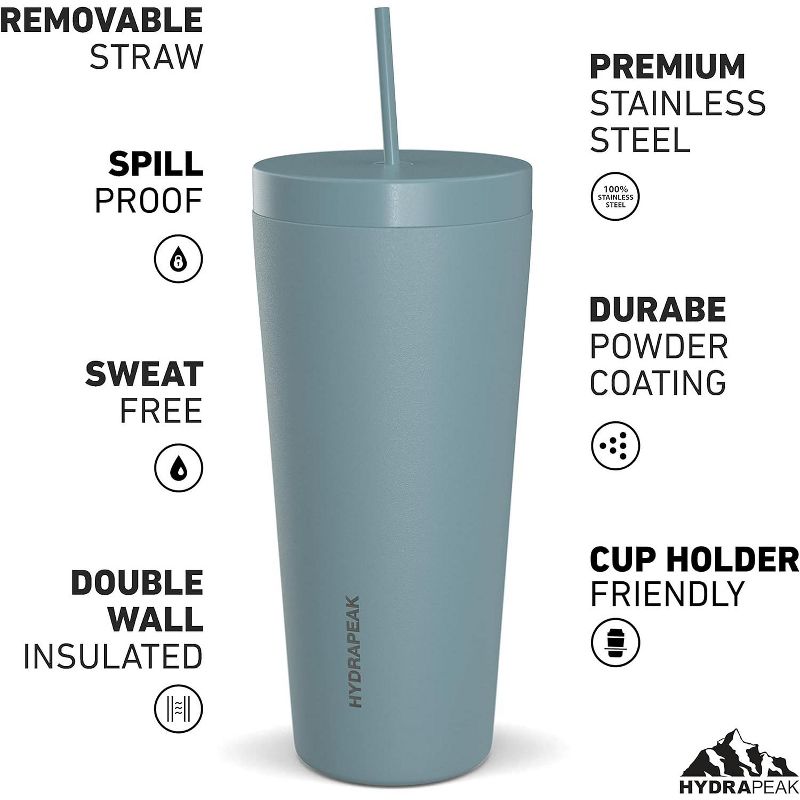 Hydrapeak Traveler 25oz Stainless Steel Double Vacuum Insulated Tumbler With Lid And Straw, Travel Coffee Mug, Water Bottle, 4 of 8