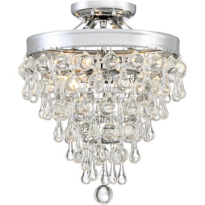 Vienna Full Spectrum Luxury Ceiling Light Semi Flush Mount Fixture Chrome 11" Wide Clear Crystal Teardrop for Bedroom Living Room