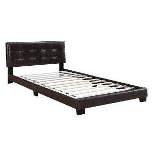 Royal Hampton Queen Leatherette Bed with Checkered Tufted Headboard, Dark Brown - 1 of 1
