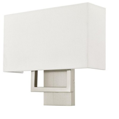 Pierson 2-Light Brushed Nickel Wall Sconce with Off-White Shade