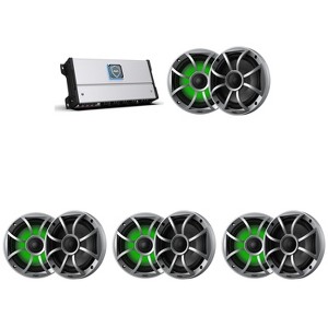 Wet Sounds HTM-8 - HTM Series 1200 Watt Full-Rang… With 4 pairs Wet Sounds RECON 6-S RGB LED 6.5" 60-Watt RMS Coaxial Speakers With Silver XS Grill... - 1 of 4