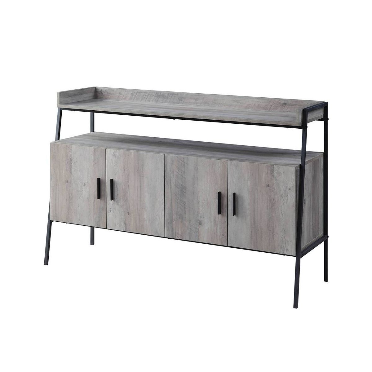 Acme Furniture 52" Samiya TV Stand for TVs up to 50" Gray Oak/Black Finish: Media Console with Open Back & Doors