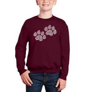 LA Pop Art Woof Paw Prints - Boy's Word Art Crewneck Sweatshirt - 1 of 3
