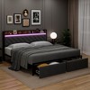 Whizmax King/Queen/Full Size Led Bed Frame with Headboard and 2 Storage Drawers, Upholstered Platform Bed with Charging Station, No Box Spring Needed - image 3 of 4