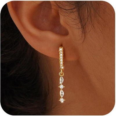Dangle Earrings for Women 14K Gold Plated Dangly Dangling Earrings Dainty Trendy Drop Hypoallergenic Square