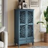 Vintage Tall Display Storage Sideboard with Hollow-Carved Doors and Drawers, Elegant Accent Cabinet for Living Room, Entryway-Panipeachy - 2 of 4