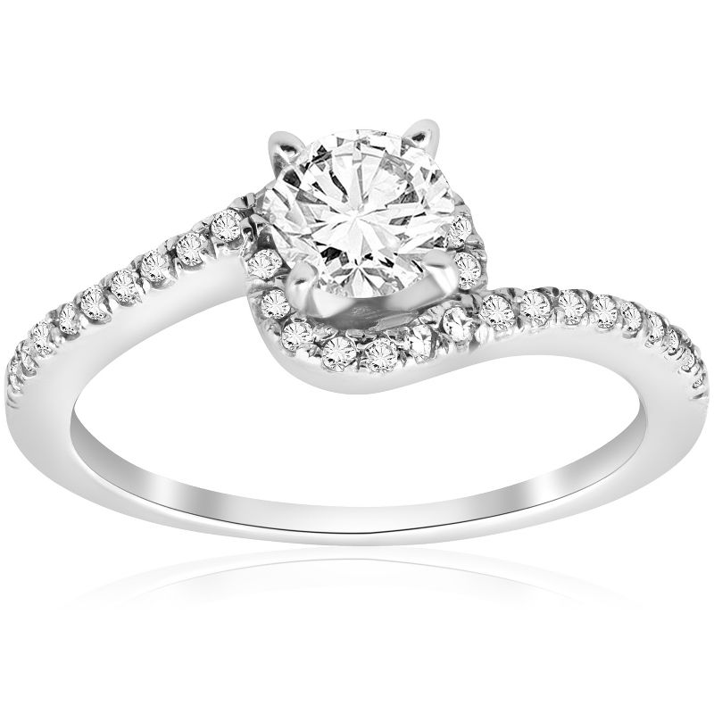 Pompeii3 5/8ct Diamond Curve Pave Engagement Ring 14k White Gold, 1 of 5