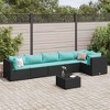 vidaXL Patio Lounge Set Black PE rattan, powder-coated steel, tempered glass - 2 of 4