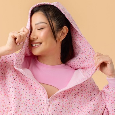 Blogilates Women Mommy & Me Marshmallow Full Zip Hooded Sweatshirt