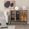 Costway Farmhouse Buffet Sideboard Console Table Cupboard with Metal Mesh Doors & Cabinets - 2 of 4
