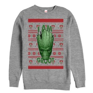 Men's Marvel Ugly Christmas Guardians of the Galaxy Groot Portrait Sweatshirt - 1 of 3